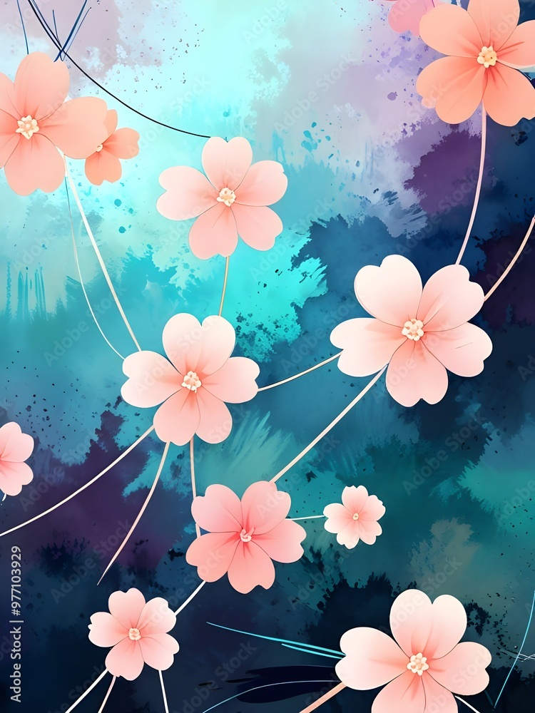 Wall mural watercolor floral abstract background