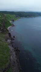 Drone view of Cape Kamui, Hokkaido prefecture, Japan