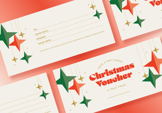 Christmas Gift Voucher with Green and Red Accents