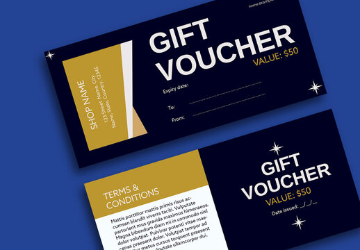 Navy and Gold Geometric New Year's Gift Certificate