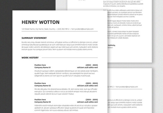Black & White Resume with Cover Letter