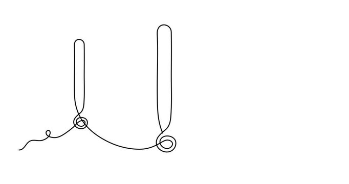  Exclamation mark one line art  animation,hand drawn admiration sign,idea continuous contour motion.Query attention concept, finding answer.Trendy template, 4k movie