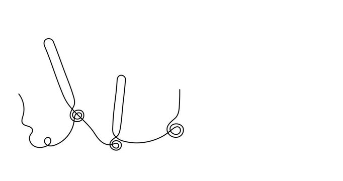  Exclamation mark one line art  animation,hand drawn admiration sign,idea continuous contour motion.Query attention concept, finding answer.Trendy template, 4k movie