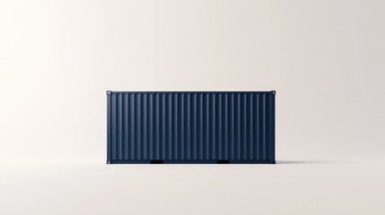 Blue Shipping Container With Dark Grey Boxes On White Ground 3D Illustration On Pure White Background