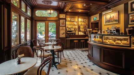 A traditional with a menu of local favorites, featuring homemade pastries and regional coffee, set in a quaint atmosphere that celebrates local flavors.