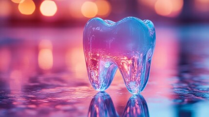 Glass Tooth on Bokeh Background Generative AI