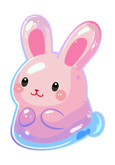 Jelly candy. Colorful gummy rabbit. Jelly hare fruit gummies. Vector isolated illustration