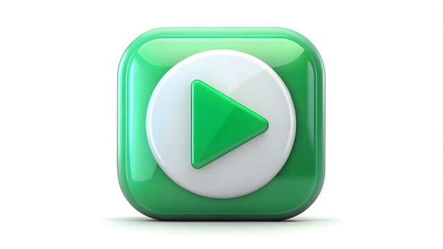 Modern play button, white triangle, blue circle, square background, sleek design.
Play media, start video, audio playback,
