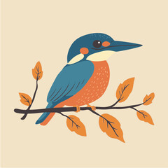 Obraz premium Colorful Bird on Branch with Autumn Leaves