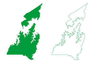 Jaguaribara municipality (Ceará state, Municipalities of Brazil, Federative Republic of Brazil) map vector illustration, scribble sketch Jaguaribara map