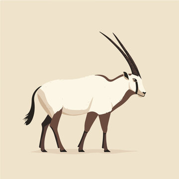 Stylized Vector Illustration of an Arabian Oryx