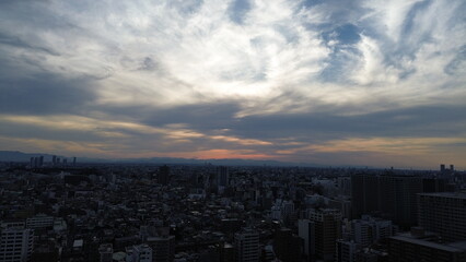 Drone view of Tokyo , Japan