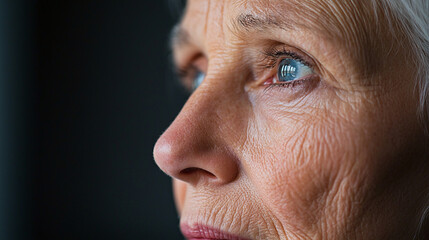 Obraz premium an older female adult with a worried expression, symbolizing urinary incontinence concerns