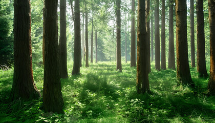 Naklejka premium the green forest Generative AI