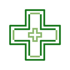 Fototapeta premium Green medical cross icon, healthcare symbol and first aid concept