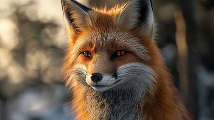Obraz premium Close Up of Red Fox in Snow