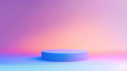 Empty blue podium presenting new product on gradient background