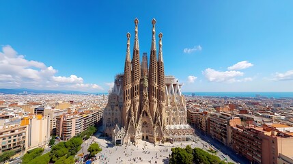 Striking Modern Architecture of the Iconic Sagrada Familia in Barcelona Spain 
