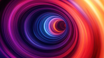 Fototapeta premium Abstract swirling tunnel with vibrant gradients, top view, representing a flow of energy, futuristic tone, Analogous Color Scheme