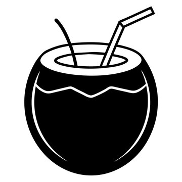 recommend clip art: Coconut drink illustration in vector, cartoon, clipart, and line art styles for tropical designs.