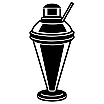 black cocktail shaker with straw clip art preview