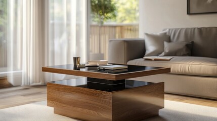 Fototapeta premium Multifunctional coffee table with lift-top,