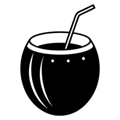 Coconut drink illustration in vector, cartoon, clipart, and line art styles for tropical designs.