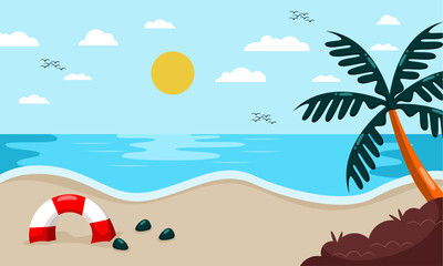 Summer beach scene vector background
