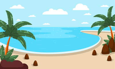 Obraz premium Summer beach scene vector background