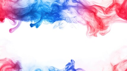 Colorful smoke art on white background featuring shades of red and blue