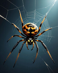 Spider crawling down from a web