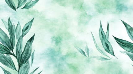 Hand painted tiled watercolor border featuring a green dramatic boho chic summer aesthetic Tiled watercolor background suitable for textile prints swimwear fabric wallpaper and wrapping