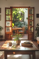 Cozy, colorful interior of a Mexican home with vibrant decor and traditional furnishings