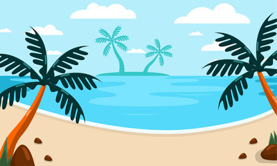 Obraz premium Summer beach scene vector background