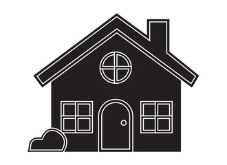 Vector cottage silhouette with clean lines, perfect for rural or rustic designs.