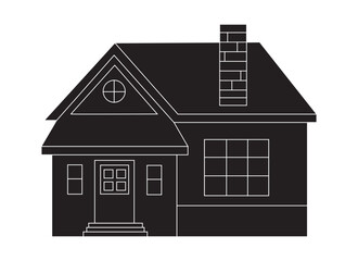 Vector cottage silhouette with clean lines, perfect for rural or rustic designs.
