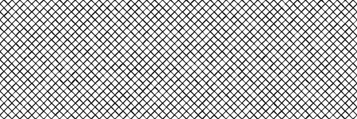 Hand drawn diagonal grid as simple seamless pattern bw. Grunge lines with shapeless scribbles. Sheet with wavy hand drawn grid lines. Vector illustration