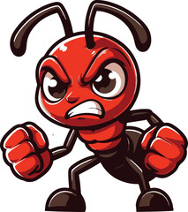 Angry ant mascot character sticker vector design