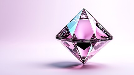 A pink crystal gem sparkles in a 3D render, radiating vibrant beauty.
