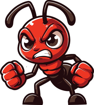Angry ant mascot character sticker vector design