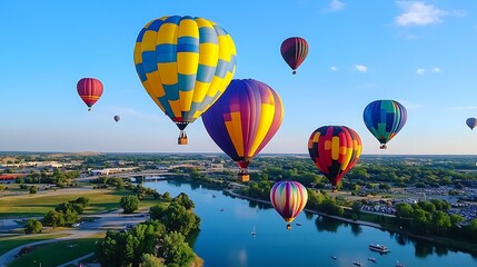Fototapeta premium Vibrant Colorful Hot Air Balloon Festival Soaring in the Sky 