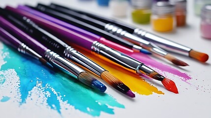 Fototapeta premium Vibrant Watercolor Paintbrush Ready to Create a Masterpiece 
