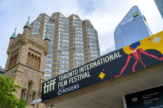Sign of TIFF or Toronto International Film Festival in Roy Thompson Hall, Canada