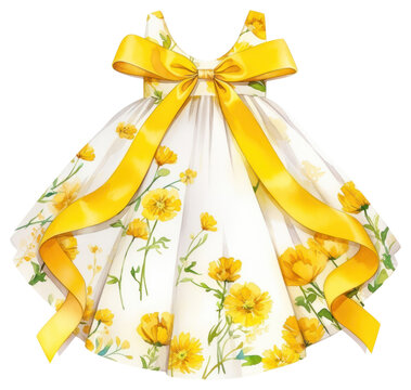 recommend clip art: PNG Floral yellow dress illustration
