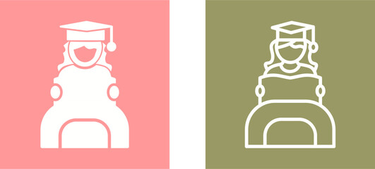 Female Student Studying Vector Icon