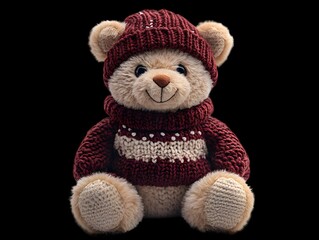 Stuffed Bear in Sweater and Hat