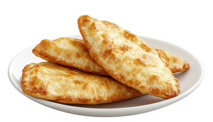 Golden brown turnovers with a flaky crust on a transparent background.