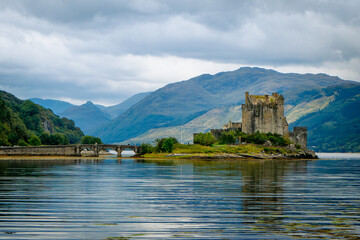 scenic castle on a lake in the scottish highlands 