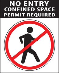 Confined space permit required for entry warning sign vector.eps
