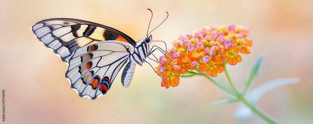 Wall mural butterfly on a flower.